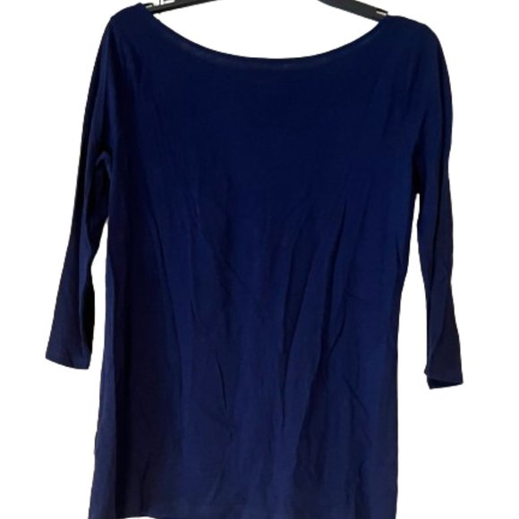 Loft Navy 3/4 Sleeve T-Shirt with Flower - Medium - Picture 2 of 4